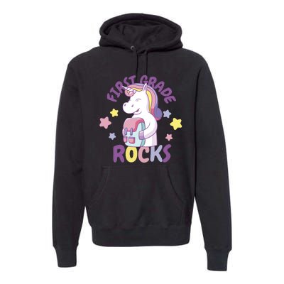 First Grade Rocks Unicorn Back To School Premium Hoodie