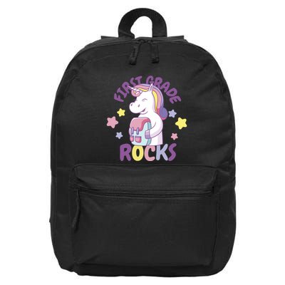 First Grade Rocks Unicorn Back To School 16 in Basic Backpack