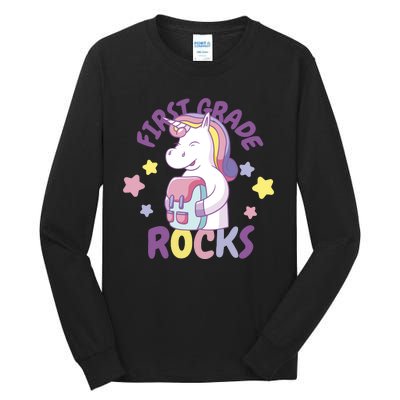 First Grade Rocks Unicorn Back To School Tall Long Sleeve T-Shirt