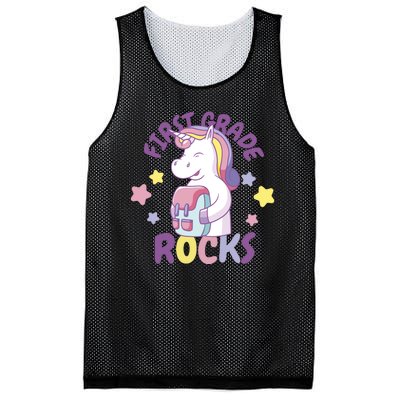 First Grade Rocks Unicorn Back To School Mesh Reversible Basketball Jersey Tank