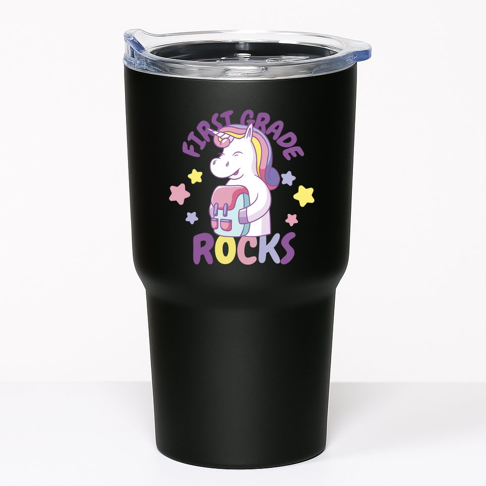 First Grade Rocks Unicorn Back To School Tumbler