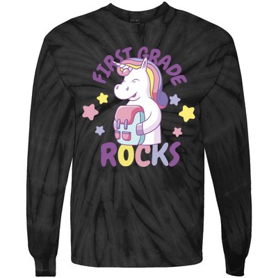 First Grade Rocks Unicorn Back To School Tie-Dye Long Sleeve Shirt