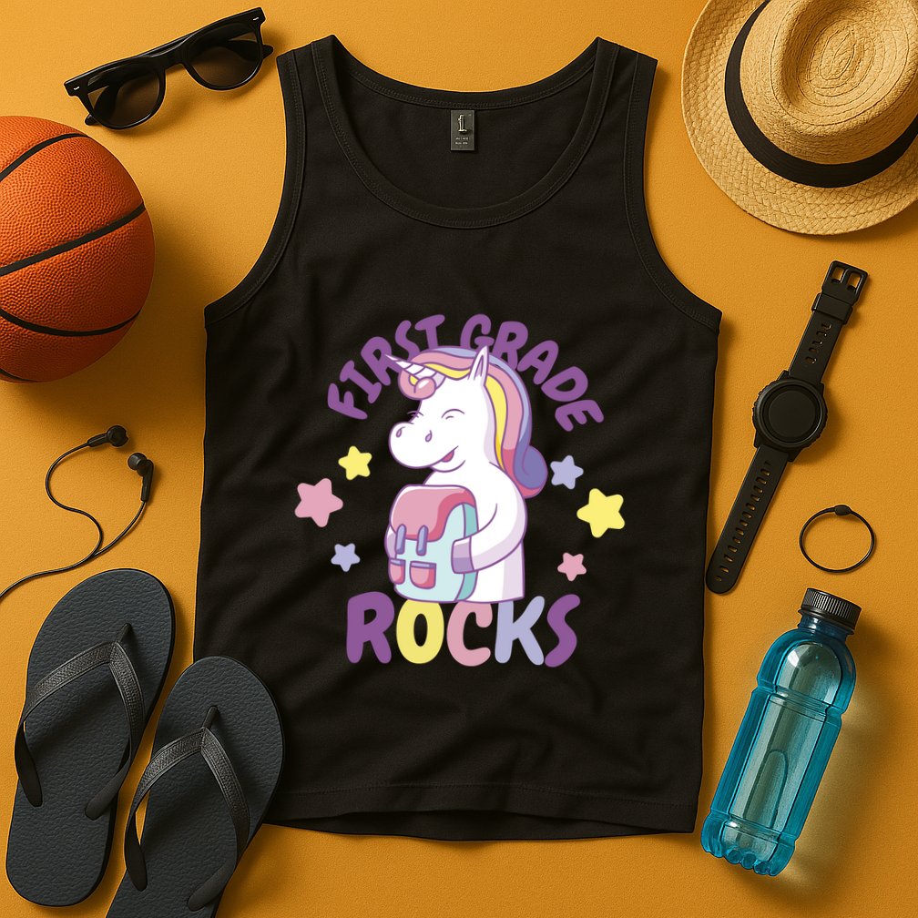 First Grade Rocks Unicorn Back To School Tank Top