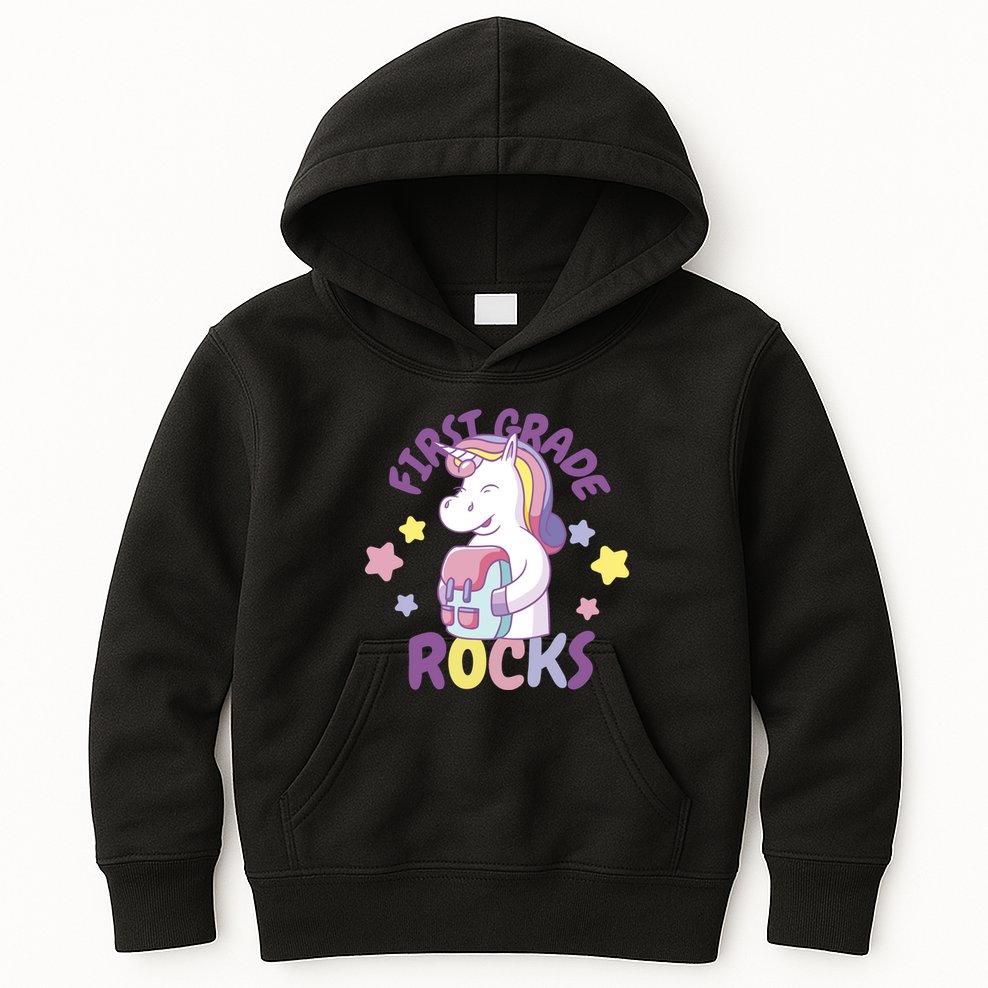 First Grade Rocks Unicorn Back To School Kids Hoodie
