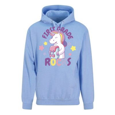 First Grade Rocks Unicorn Back To School Unisex Surf Hoodie