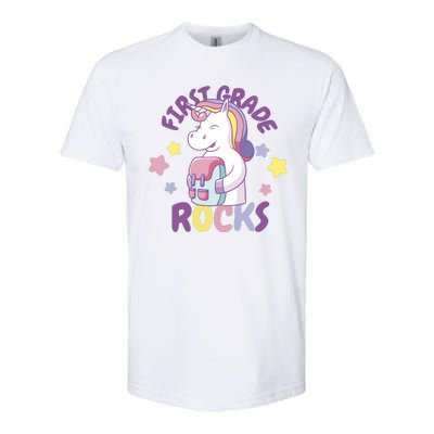 First Grade Rocks Unicorn Back To School Softstyle CVC T-Shirt