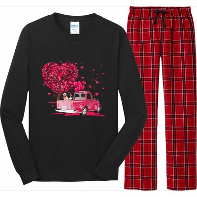 Fun Golden Retriever Gift Truck Happy Valentine's Day Gift Great Gift Long Sleeve Pajama Set