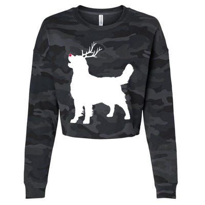 Funny Golden Retriever Dog Christmas Reindeer Antlers Xmas Meaningful Gift Cropped Pullover Crew