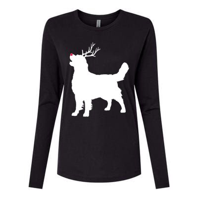 Funny Golden Retriever Dog Christmas Reindeer Antlers Xmas Meaningful Gift Womens Cotton Relaxed Long Sleeve T-Shirt