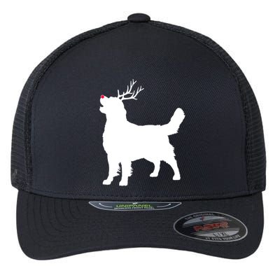Funny Golden Retriever Dog Christmas Reindeer Antlers Xmas Meaningful Gift Flexfit Unipanel Trucker Cap