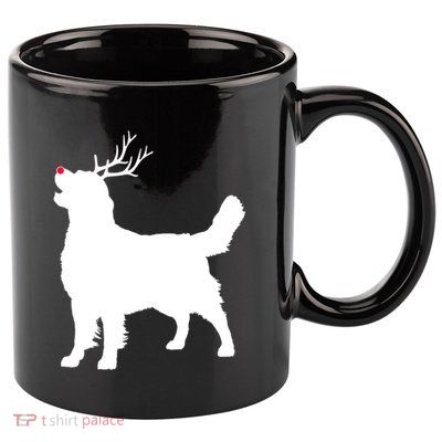 Funny Golden Retriever Dog Christmas Reindeer Antlers Xmas Meaningful Gift 11oz C Handle Ceramic Mug