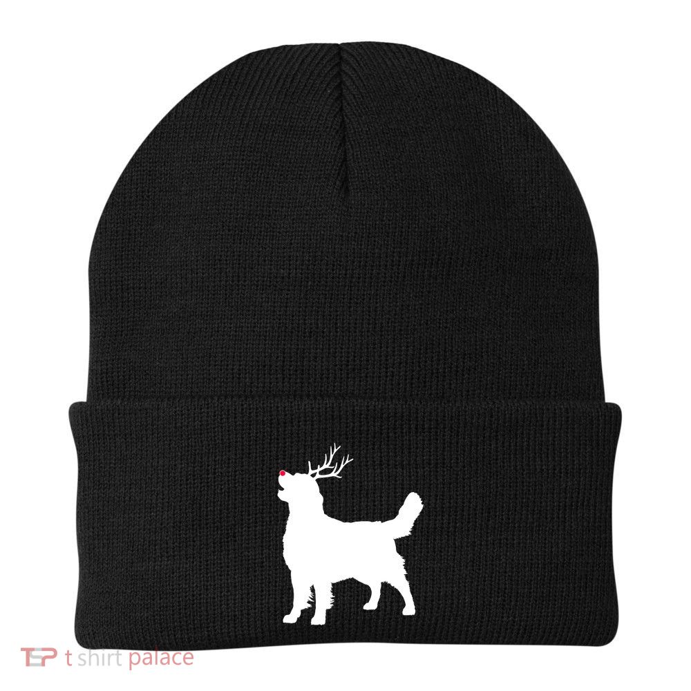 Funny Golden Retriever Dog Christmas Reindeer Antlers Xmas Meaningful Gift Beanie