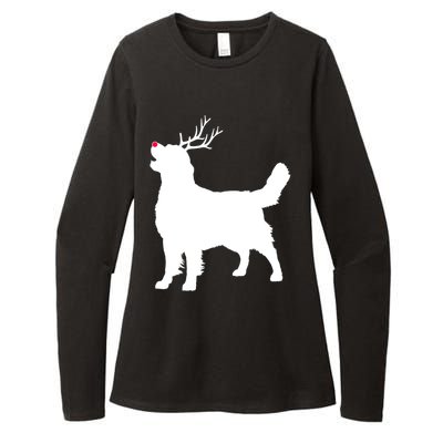 Funny Golden Retriever Dog Christmas Reindeer Antlers Xmas Meaningful Gift Womens CVC Long Sleeve Shirt