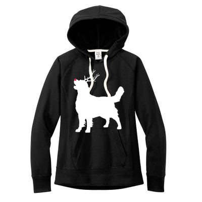 Funny Golden Retriever Dog Christmas Reindeer Antlers Xmas Meaningful Gift Women's Fleece Hoodie