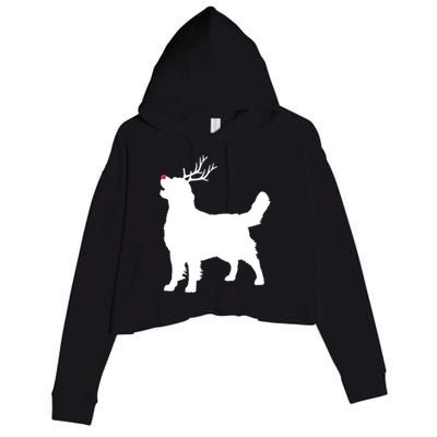 Funny Golden Retriever Dog Christmas Reindeer Antlers Xmas Meaningful Gift Crop Fleece Hoodie