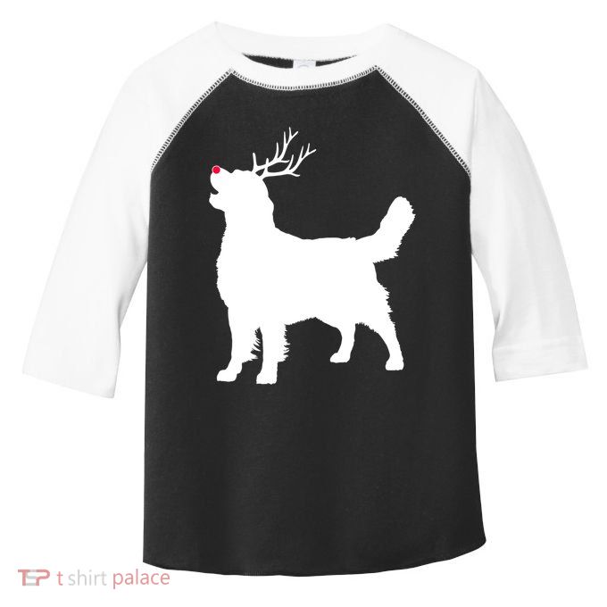 Funny Golden Retriever Dog Christmas Reindeer Antlers Xmas Meaningful Gift Toddler Fine Jersey T-Shirt