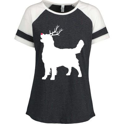 Funny Golden Retriever Dog Christmas Reindeer Antlers Xmas Meaningful Gift Enza Ladies Jersey Colorblock Tee