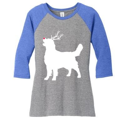 Funny Golden Retriever Dog Christmas Reindeer Antlers Xmas Meaningful Gift Women's Tri-Blend 3/4-Sleeve Raglan Shirt