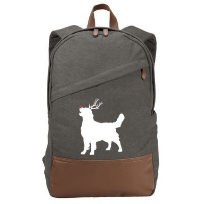 Funny Golden Retriever Dog Christmas Reindeer Antlers Xmas Meaningful Gift Cotton Canvas Backpack
