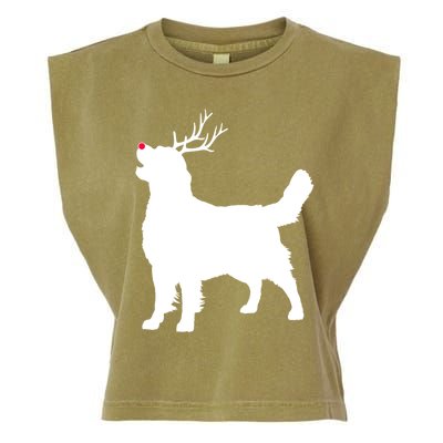 Funny Golden Retriever Dog Christmas Reindeer Antlers Xmas Meaningful Gift Garment-Dyed Women's Muscle Tee