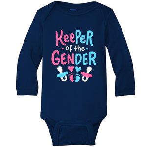 Funny Gender Reveal Keeper Of The Gender Baby Long Sleeve Bodysuit