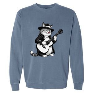 Funny Guitar Rock Cat Playing Guitar Cat For Garment-Dyed Sweatshirt