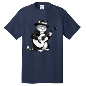 Funny Guitar Rock Cat Playing Guitar Cat For Tall T-Shirt