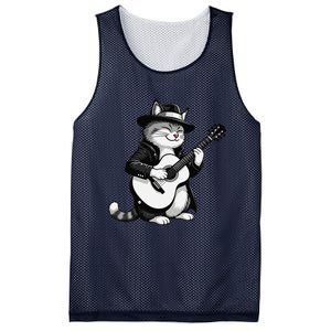 Funny Guitar Rock Cat Playing Guitar Cat For Mesh Reversible Basketball Jersey Tank