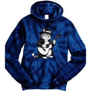 Funny Guitar Rock Cat Playing Guitar Cat For Tie Dye Hoodie