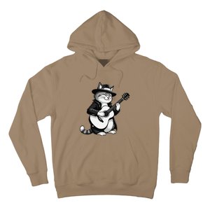 Funny Guitar Rock Cat Playing Guitar Cat For Hoodie