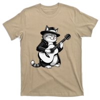 Funny Guitar Rock Cat Playing Guitar Cat For T-Shirt