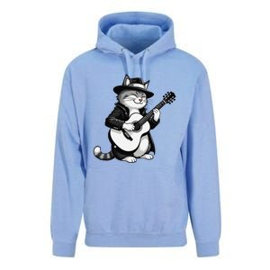 Funny Guitar Rock Cat Playing Guitar Cat For Unisex Surf Hoodie