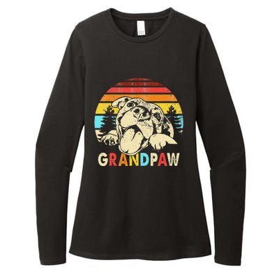 Funny Grandpaw Retro Vintage Pitbull Lovers Grandparents Day Womens CVC Long Sleeve Shirt