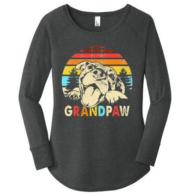 Funny Grandpaw Retro Vintage Pitbull Lovers Grandparents Day Women's Perfect Tri Tunic Long Sleeve Shirt