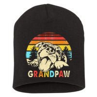 Funny Grandpaw Retro Vintage Pitbull Lovers Grandparents Day Short Acrylic Beanie