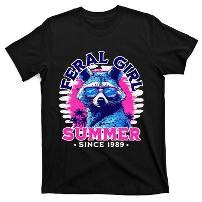 Feral Girl Racoon Summer Beach Sun Vibes Unhinged T-Shirt