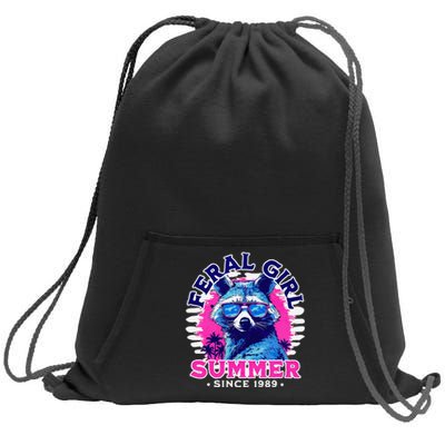 Feral Girl Racoon Summer Beach Sun Vibes Unhinged Sweatshirt Cinch Pack Bag