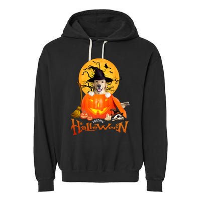 Funny Golden Retriever Dog Spooky Halloween Garment-Dyed Fleece Hoodie