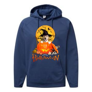 Funny Golden Retriever Dog Spooky Halloween Performance Fleece Hoodie