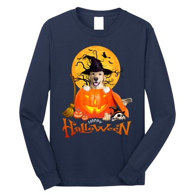 Funny Golden Retriever Dog Spooky Halloween Long Sleeve Shirt