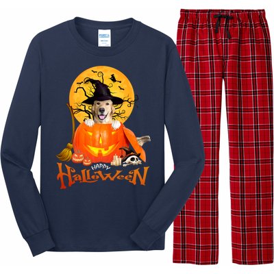 Funny Golden Retriever Dog Spooky Halloween Long Sleeve Pajama Set