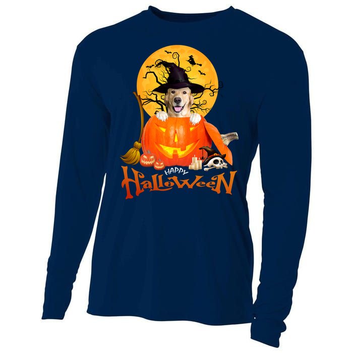 Funny Golden Retriever Dog Spooky Halloween Cooling Performance Long Sleeve Crew