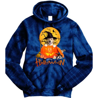 Funny Golden Retriever Dog Spooky Halloween Tie Dye Hoodie