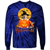 Funny Golden Retriever Dog Spooky Halloween Tie-Dye Long Sleeve Shirt