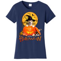 Funny Golden Retriever Dog Spooky Halloween Women's T-Shirt