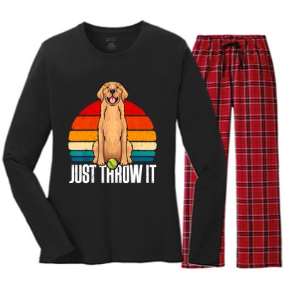 Funny Golden Retriever Owner Dog Lover Golden Retriever Women's Long Sleeve Flannel Pajama Set 