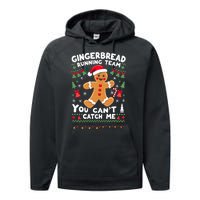 Funny Gingerbread Running Team Ugly Christmas Sweater Performance Fleece Hoodie