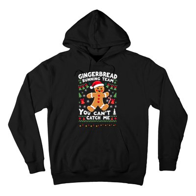 Funny Gingerbread Running Team Ugly Christmas Sweater Hoodie