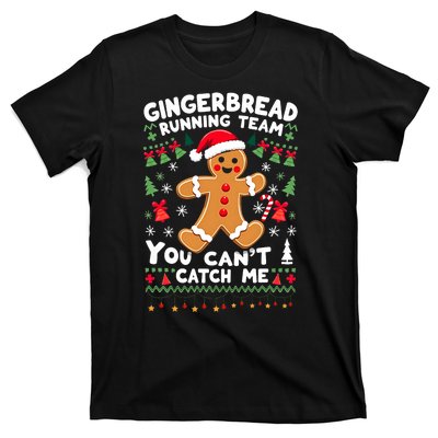 Funny Gingerbread Running Team Ugly Christmas Sweater T-Shirt