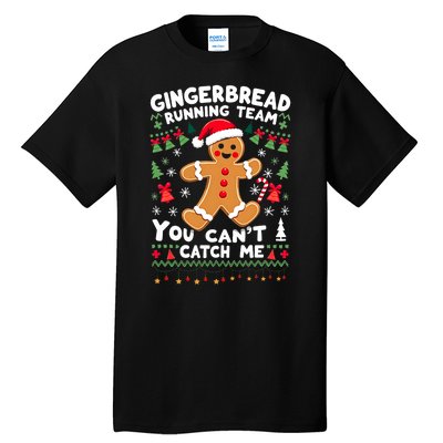 Funny Gingerbread Running Team Ugly Christmas Sweater Tall T-Shirt